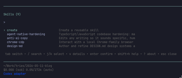 Skills and workflows extension UI
